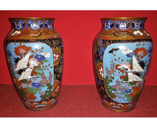 Pair of cloisonne vases