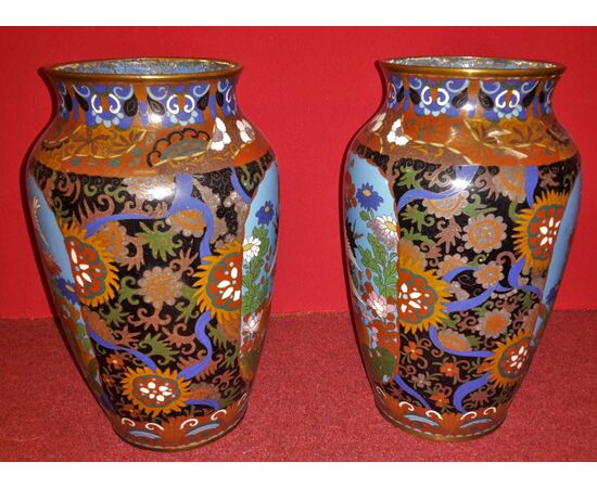 Pair of cloisonne vases