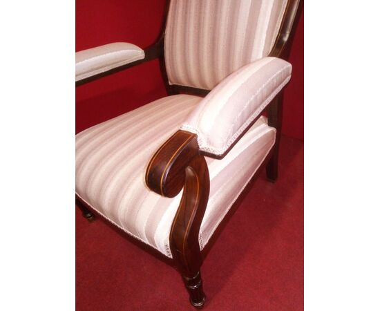 English armchair with striped fabric