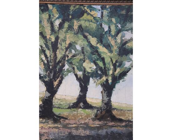 Dipinto ad olio su tela, prima metà sec. XX, paesaggio boschivo PREZZO TRATTABILE