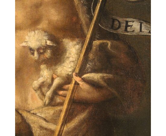 Grande dipinto religioso del XVII secolo San Giovanni Battista