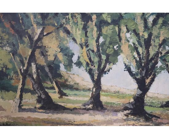 Oil painting on canvas, first half of the 16th century XX, wooded landscape PRICE NEGOTIABLE     