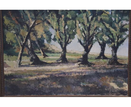 Oil painting on canvas, first half of the 16th century XX, wooded landscape PRICE NEGOTIABLE     