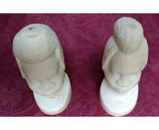Pair of African heads in ivory from the 1930s