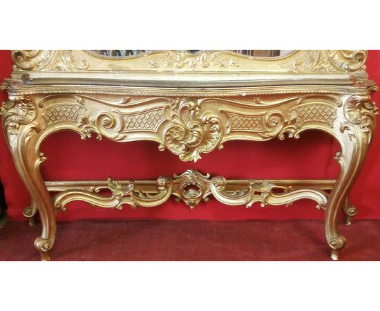 Console in Italian gilded wood