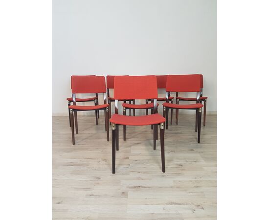 Serie di Otto sedie in palissandro Eugenio Gerli per tecno Milano mod. S82 EURO 5.000,00 TRATTABILI