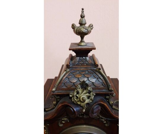Orologio in legno di mogano e bronzi Austriaco epoca 1870/90