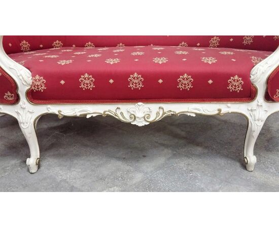 Louis XV style sofa white plated with gilded parts, late 19th century Austria
