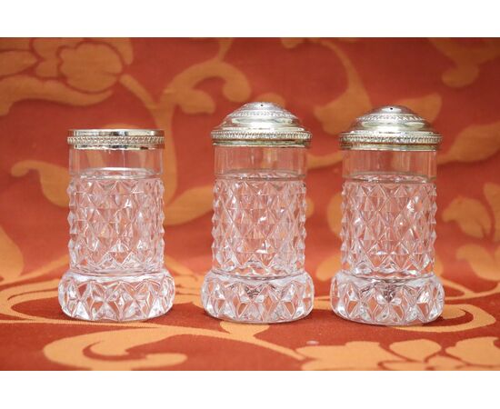 Crystal Salt and Pepper Service, 1930s, 3 pieces, negotiable price