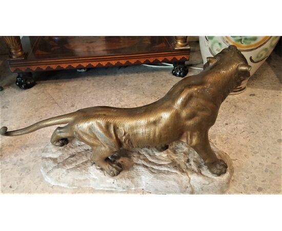 Sculpture signed in bronze raff. panther - Cartier genre - Late 19th century