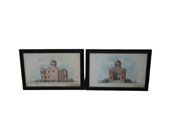 Pair of watercolor architectural elevations PRICE NEGOTIABLE     