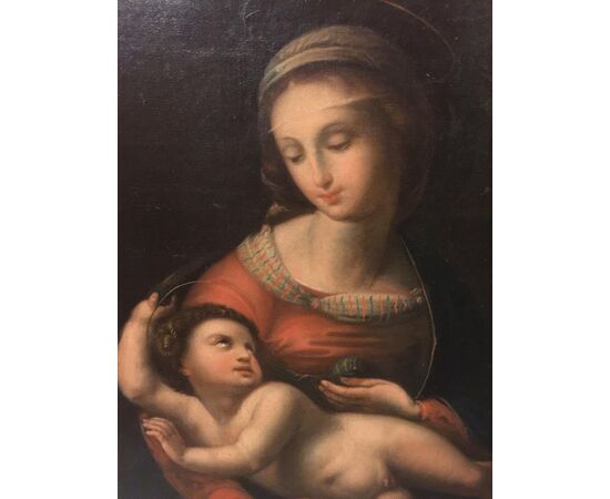 Oil painting on canvas raff. Madonna with baby Jesus