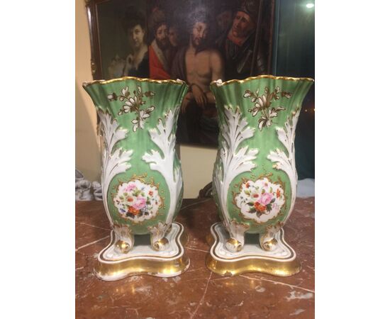 Pair of Paris porcelain vases from the Louis Philippe period