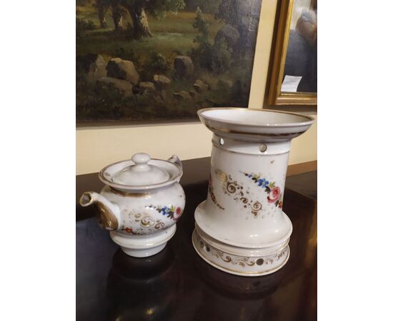 French porcelain tea pot with Louis Philippe period floral paintings