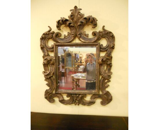 BAROQUE PAPER MIRROR IN CARVED SOLID WOOD AND GOLDEN MERCURY MIRROR