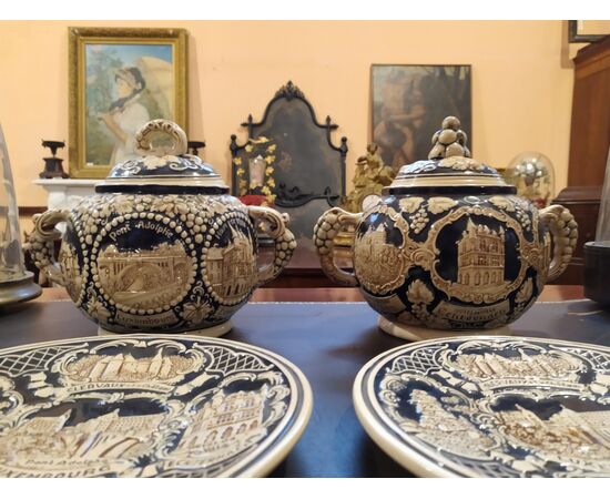 Pair of majolica tureens, early 1900s Luxembourg
