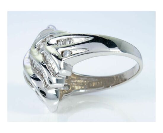 14k white gold diamond entourage ring - tot. 0.89 carat