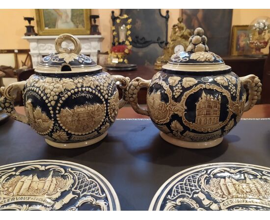 Pair of majolica tureens, early 1900s Luxembourg