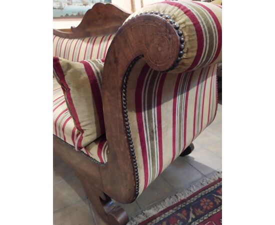 Charles X period mahogany feather boat sofa