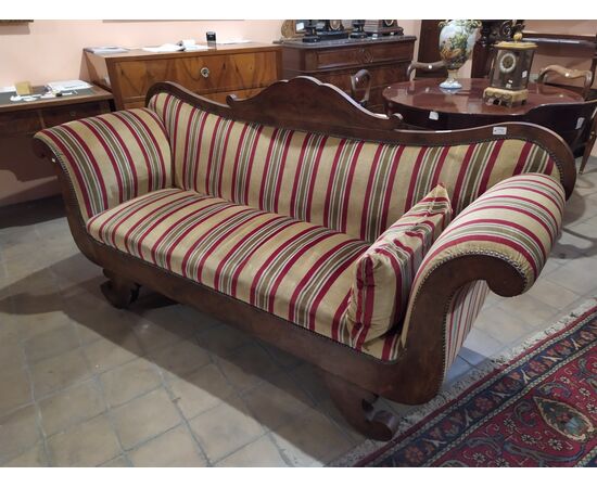 Charles X period mahogany feather boat sofa