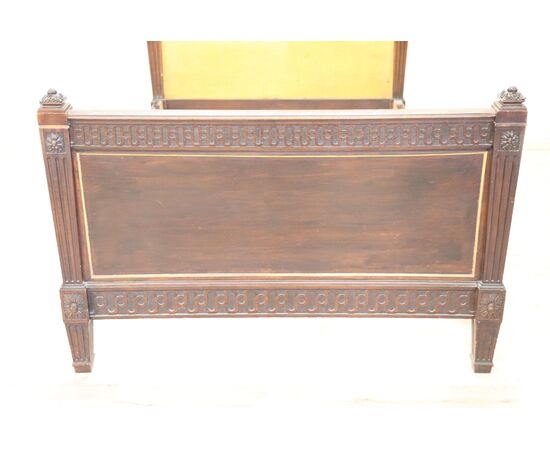 Antique Louis XVI style bed in solid walnut late 19th century NEGOTIABLE PRICE