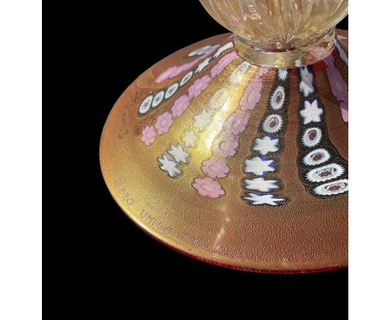 Lamp in cased glass with murrine and gold leaf inserts. La Murrina brand. Single piece.     