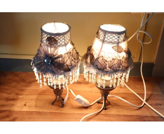 Pair of 1930s metal abat jou table lamps. NEGOTIABLE PRICE