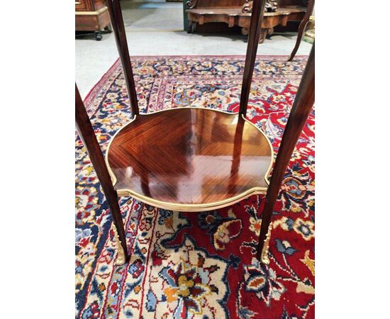 Mahogany coffee table with gilt bronze applications and marble top