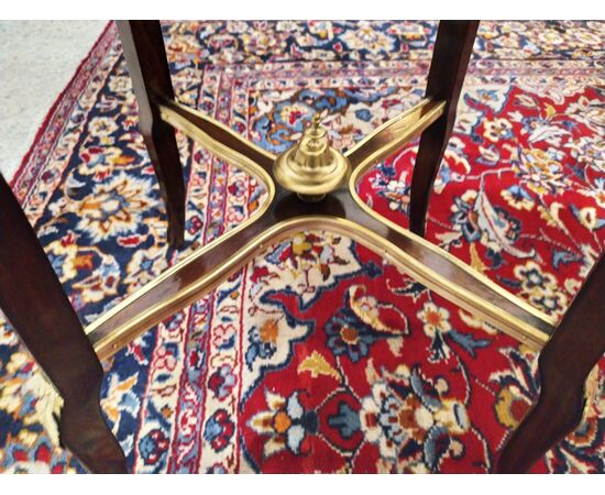 Mahogany coffee table with gilt bronze applications and marble top