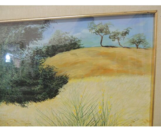 Landscape with tree in the wheat, meas. 70 x 50 cm