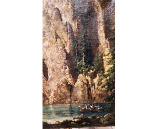 Oil painting on canvas raff. Austrian animated landscape - late 19th century Austria