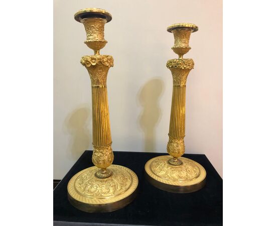 Pair of lies in gilded bronze Empire France 1810