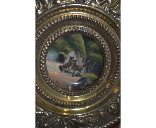 Elegante coppia di piatti con miniature Napoleone III fine "800