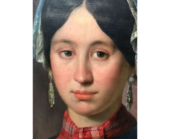 French school Mid 19th century - Portrait of a woman with a tie