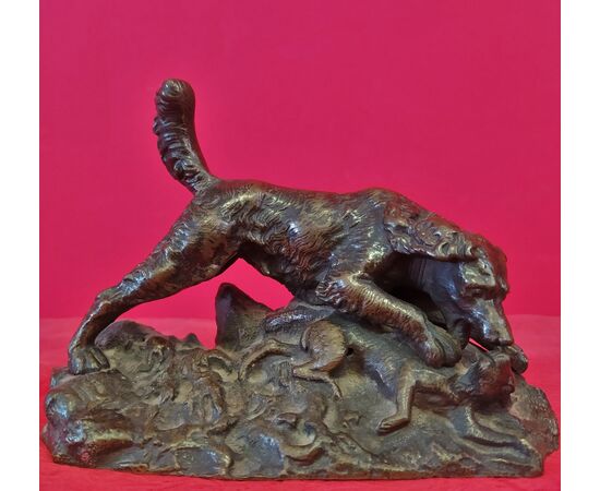 Statuetta in bronzo scena di caccia