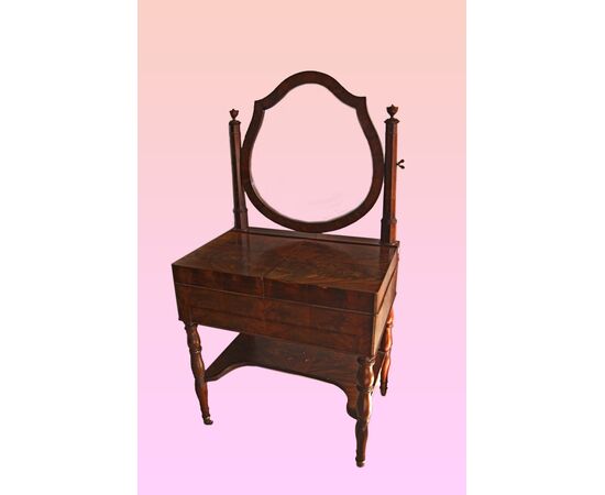Large 19th century French Louis Philippe style dressing table in mahogany wood     