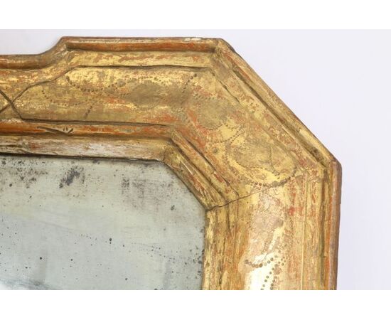 :  Antica specchiera a vassoio metà 800 foglia oro Lombarda. Specchio al mercurio! 