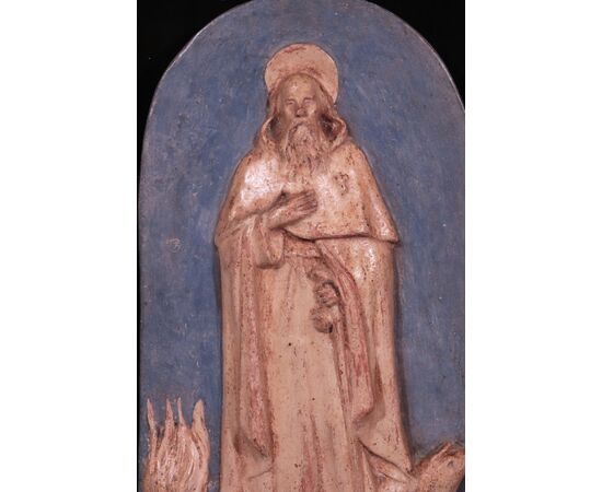High relief in terracotta: S.Antonio Abate, early 19th century