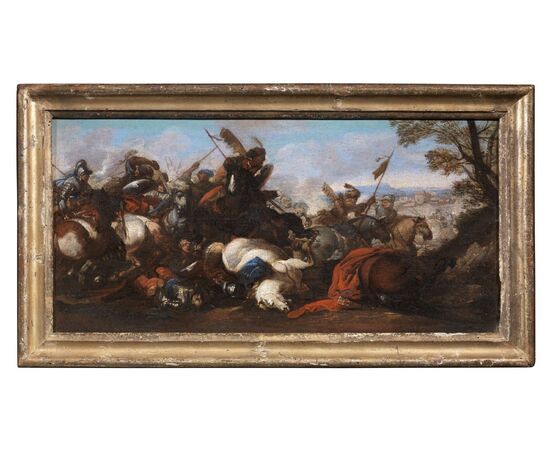 Jacques Courtois The Burgundian (1621-1676) - Pair of battles     
