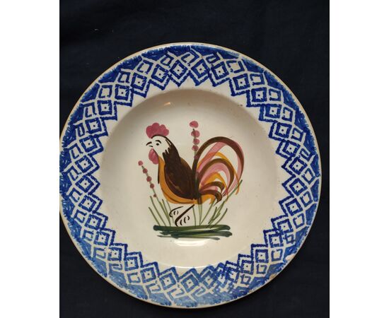 Plate of the rooster Mondovì Widow Besio and Son