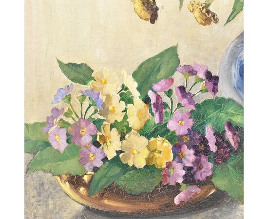 PAINTINGS OF FLOWERS, EARLY 20TH CENTURY, BUNCH OF GERBERE, OIL ON CANVAS. (QF246)
