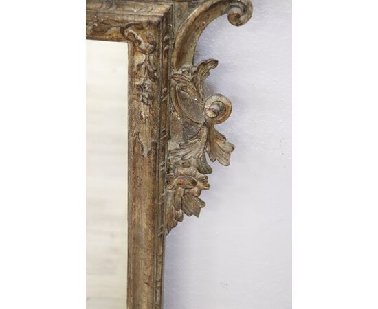 Specchiera stile Luigi XV legno intagliato decorato in foglia argento primi '900 PREZZO TRATTABILE