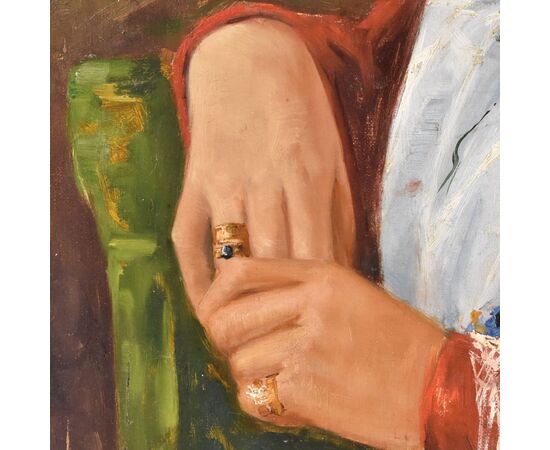 Quadro olio su tela, donna spagnola, primi Novecento. (QR47)