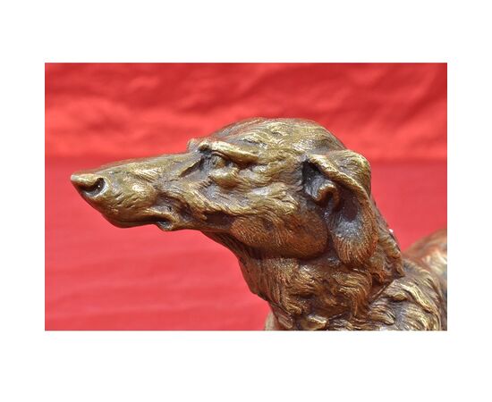 BRONZE SCULPTURES, ART DECO, SMALL GREYHOUND DOG, EARLY 20TH CENTURY. (STB49)