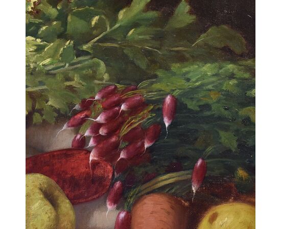 STILL LIFE VEGETABLES AND FRUITS, OIL PAINTING ON CANVAS, PAINTERS 800. (QNM165)