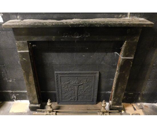 chm734 - fireplace in black Ormea marble, 19th century, cm l 118 xh 109     