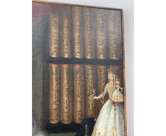 :  Antico dipinto olio su tela scuola Napoletana Mazzagrugno 1765.  Cm 102 x cm 77 