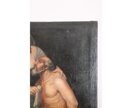 Importante grande olio su tela XVII sec , scuola Veneta, “ La Carità Romana “ 108 x 85 dipinto Antiquariato  