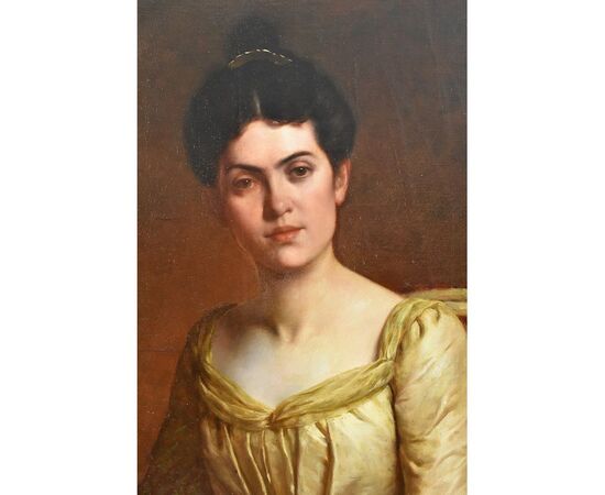 ANCIENT PAINTINGS, PORTRAITS OF ELEGANT LADY, OIL ON CANVAS, 1800s. (QR272)