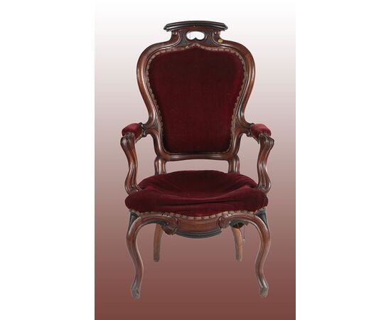 1800 Louis Philippe style Bergere armchair in ebonized mahogany     